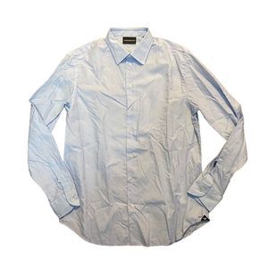 Emporio Armani Mens Button Down Dress Shirt Blue Chevron Size Large